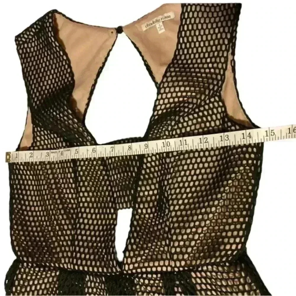 Charlotte Russe Black Mesh Dress | Fit & Flare Cut Out | Whimsigoth Prom Party - Picture 9 of 14